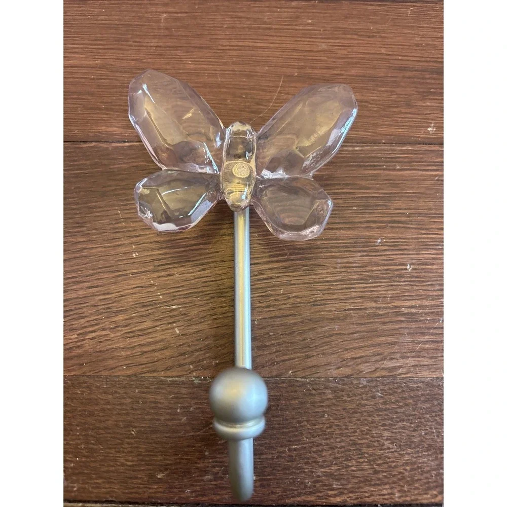 2010 Pottery Barn Kids Lavender Crystal Butterfly Metal Wall Hook Hanger